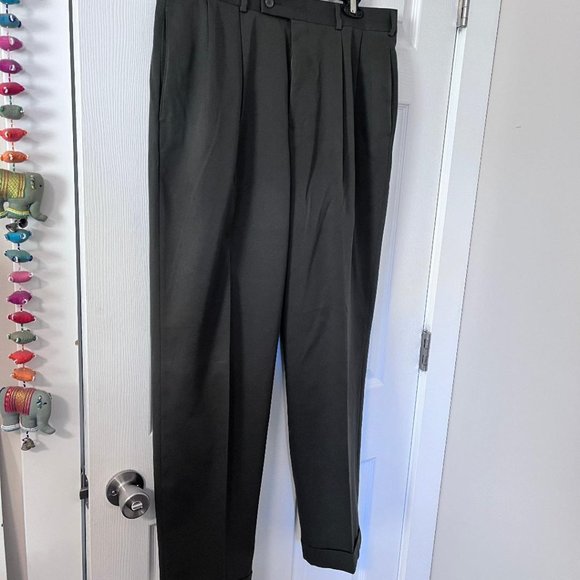 Slates Basics Men's Dress Pants Size 36/32, Dark Olive - Picture 1 of 6